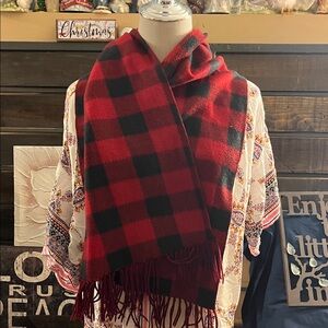Classic Red and Black Plaid Men's Scarf